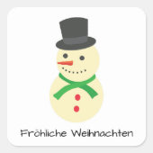 Schneemann Fröhliche Weihnachten Vierkante Sticker (Voorkant)