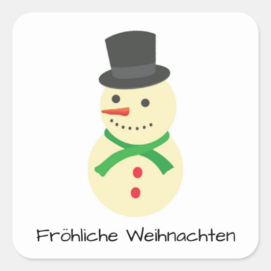 Schneemann Fröhliche Weihnachten Vierkante Sticker (Voorkant)