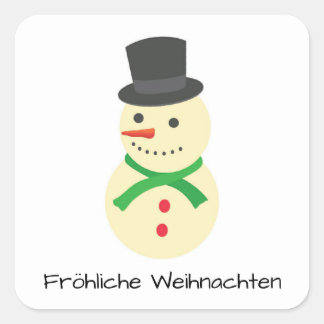 Schneemann Fröhliche Weihnachten Vierkante Sticker