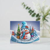 Schneemann in Winterlandschaft - Briefkaart (Staand voorkant)