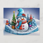 Schneemann in Winterlandschaft - Briefkaart (Voorkant)