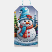 Schneemann in Winterlandschaft -  Cadeaulabel (Voorkant)
