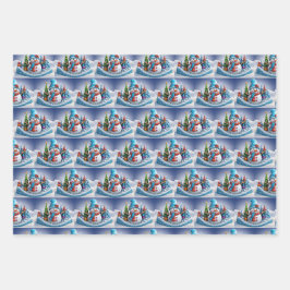 Schneemann in Winterlandschaft -  Inpakpapier Vel