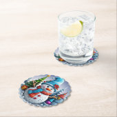 Schneemann in Winterlandschaft -  Kartonnen Onderzetters (Insitu)