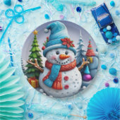 Schneemann in Winterlandschaft - Papieren Bordje (Feest)