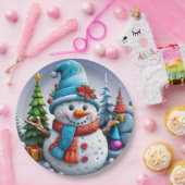 Schneemann in Winterlandschaft -  Papieren Bordje (Feest)