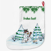 Schneemann mit Katze und Hundewelpe auf Deutsch Grote Kerstsok (Achterkant)