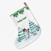 Schneemann mit Katze und Hundewelpe auf Deutsch Grote Kerstsok (Achterkant (Hangend))