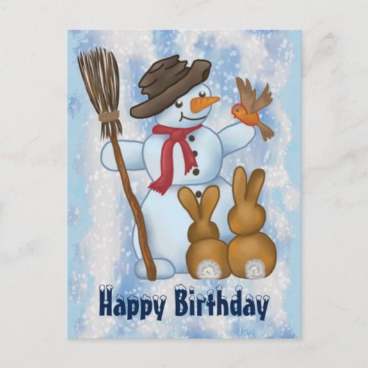Schneemann mit postkarte briefkaart (Voorkant)