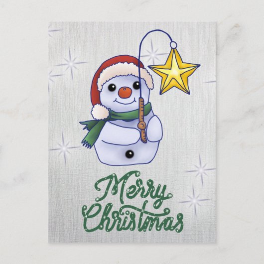 Schneemann mit Stern Briefkaart (Voorkant)