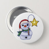Schneemann mit Stern Ronde Button 7,6 Cm (Voorkant /achterkant)