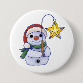 Schneemann mit Stern Ronde Button 7,6 Cm (Voorkant)