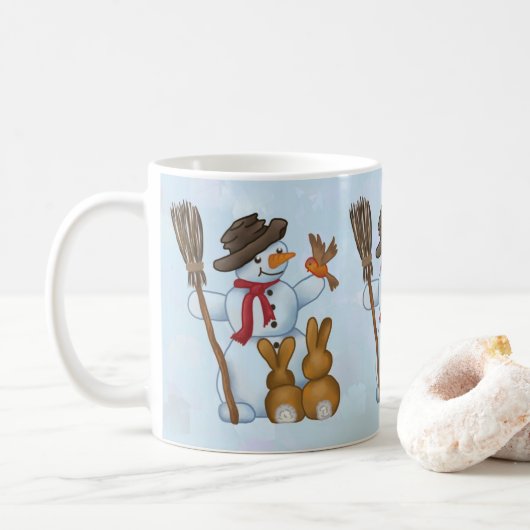 Schneemann mit Tieren Koffiemok (Met donut)