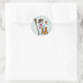 Schneemann mit Tieren  Ronde Sticker (Tas)