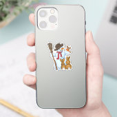 Schneemann mit Tieren  Sticker (Telefoon)