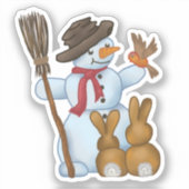 Schneemann mit Tieren  Sticker (Voorkant)