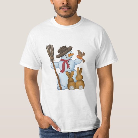 Schneemann mit Tieren T-shirt (Voorkant)