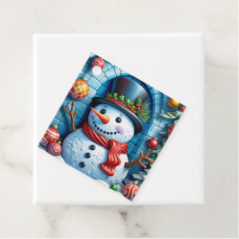 Schneemann mit Weihnachtsdeko - Bedankjes Labels