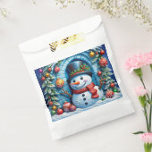 Schneemann mit Weihnachtsdeko - Bedankzakje (Gezegeld)