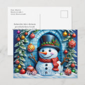 Schneemann mit Weihnachtsdeko -  Briefkaart (Voorkant / Achterkant)