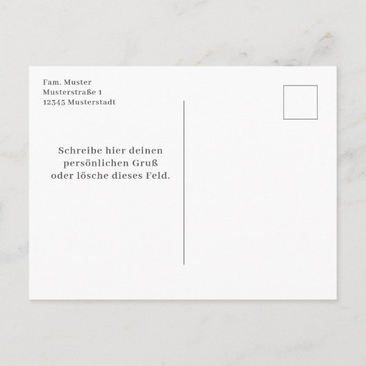 Schneemann mit Weihnachtsdeko -  Briefkaart (Achterkant)