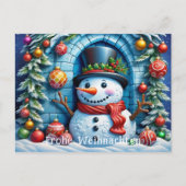 Schneemann mit Weihnachtsdeko -  Briefkaart (Voorkant)