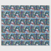 Schneemann mit Weihnachtsdeko -  Cadeaupapier (Vlak)