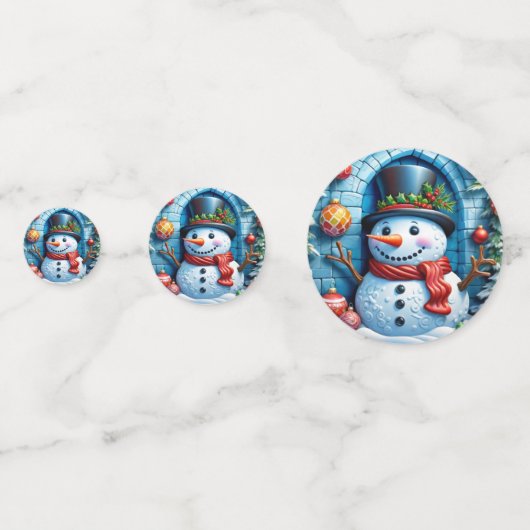 Schneemann mit Weihnachtsdeko - Confetti (Achterkanten)