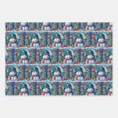 Schneemann mit Weihnachtsdeko -  Inpakpapier Vel (Voorkant 3)