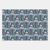 Schneemann mit Weihnachtsdeko -  Inpakpapier Vel (Voorkant)