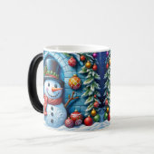 Schneemann mit Weihnachtsdeko -  Magische Mok (Voorkant links)