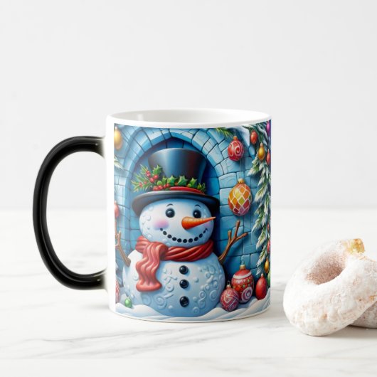 Schneemann mit Weihnachtsdeko -  Magische Mok (Met donut)