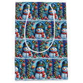 Schneemann mit Weihnachtsdeko -  Medium Cadeauzakje (Voorkant)