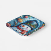 Schneemann mit Weihnachtsdeko - Papieren Bordje (Gebogen)