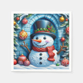 Schneemann mit Weihnachtsdeko -  Servet (Voorkant)