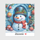 Schneemann mit Weihnachtsdeko - Sticker (Vel)