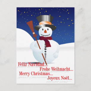 Schneemann / Snowman voor Kerstmis / X-mas Feestdagenkaart