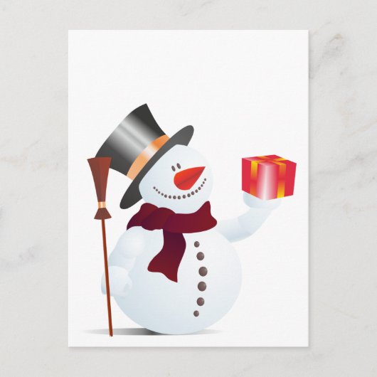 Schneemann / Snowman voor Kerstmis / X-mas Feestdagenkaart (Voorkant)