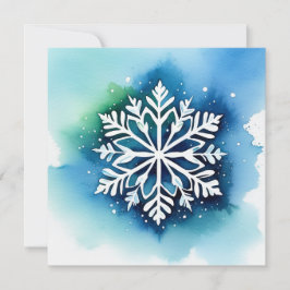 Schneestern auf Aquarell Hintergrund - türkis grün