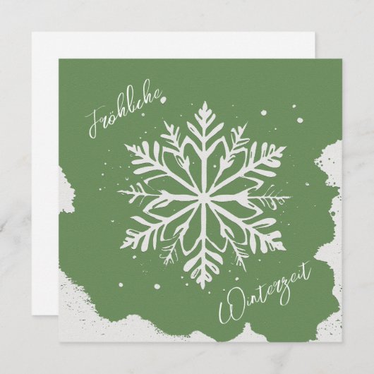 Schneestern auf grünem Hintergrund - Prägeoptik (Voorkant / Achterkant)