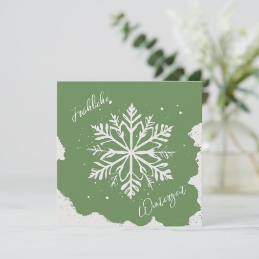 Schneestern auf grünem Hintergrund - Prägeoptik (Staand voorkant)