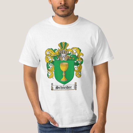 Schneider Family Crest - Schneider Coat of Arms T-shirt (Voorkant)