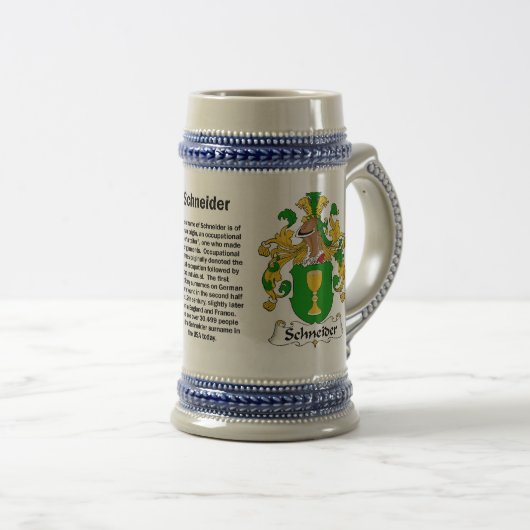 Schneider Family Crest Stein Bierpul (Voorkant rechts)