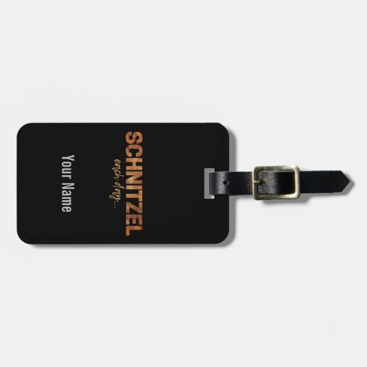 Schnitzel Elke dag Funny Cutlet Escalope Design Bagagelabel (Voorkant horizontaal)