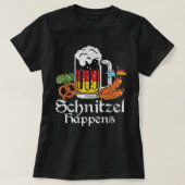 Schnitzel Happens Prost Beer German Flag Oktoberfe T-shirt (Design voorkant)