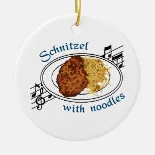 Schnitzel met noedels keramisch ornament