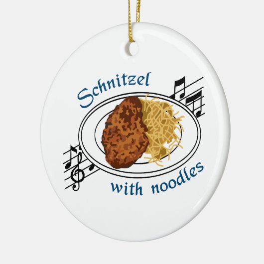 Schnitzel met noedels keramisch ornament (Links)