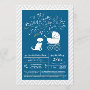 Schnole Dog Baby shower Boy Blue Kaart