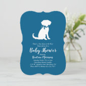Schnole Dog Baby shower Boy Blue Kaart (Staand voorkant)