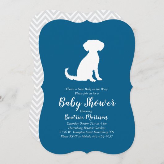 Schnole Dog Baby shower Boy Blue Kaart (Voorkant / Achterkant)